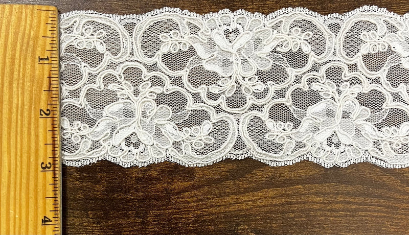 3" Corded Bridal Embroidered Lace Trimming - 1 Yards!
