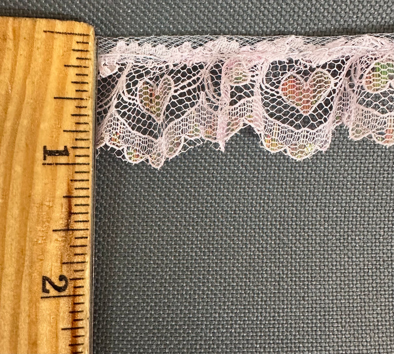 1" Ruffled Gathered Heart Lace Trimming - 12 Yards!