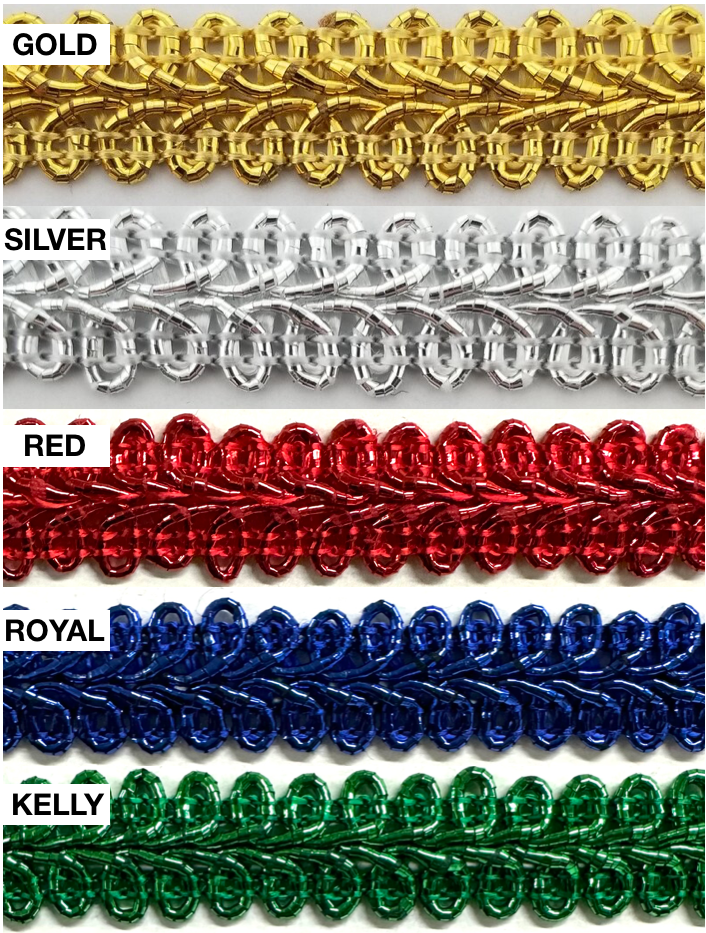 1/2" Metallic French Chinese Braid Gimp Trim - 10 Continuous Yards - MADE IN USA