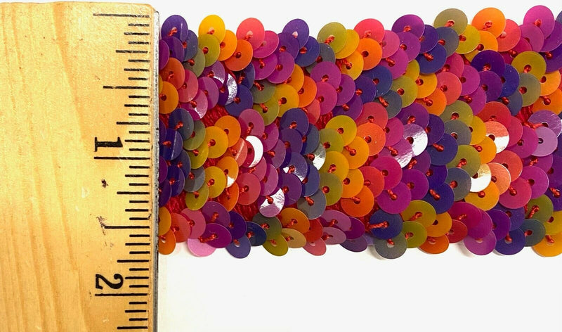 5 ROW (1-3/4") STRETCH SEQUIN TRIM - 5 Continuous Yards - Many Colors Available!