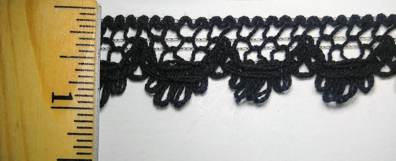 1" Cluny Lace Trimming Color: Black - Put-Up: 15 Continuous Yards