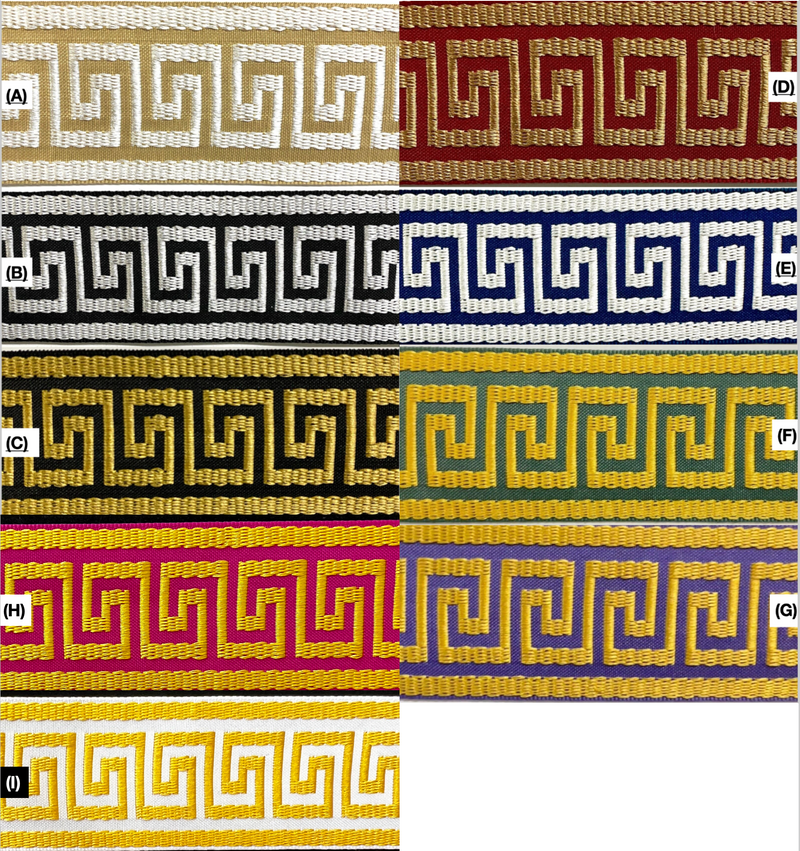 1-3/4" Greek Key Jacquard Woven Ribbon Trim - 6 Continuous Yards - Many Colors!