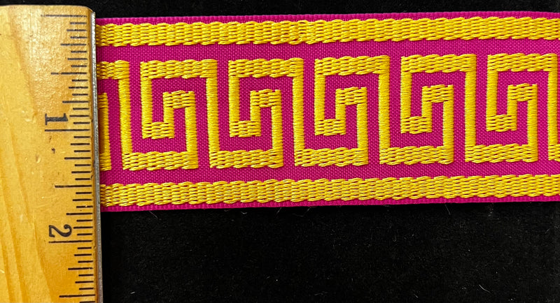 1-3/4" Greek Key Jacquard Woven Ribbon Trim - 6 Continuous Yards - Many Colors!