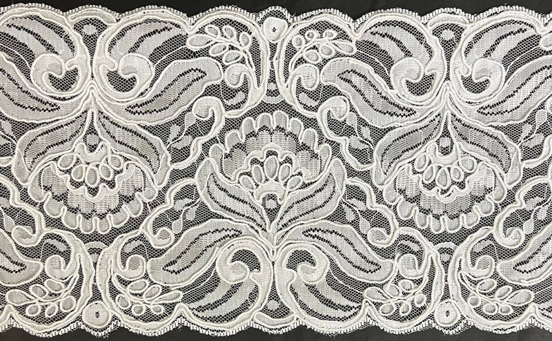 5-3/4" Corded Bridal Embroidered Lace Trimming - 1 Yard!