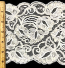 6" Beaded, Corded & Sequins Bridal Embroidered Lace Trimming - 1 Yard!