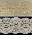 3.5" Beaded & Corded Bridal Embroidered Lace Trimming - 1 Yard!