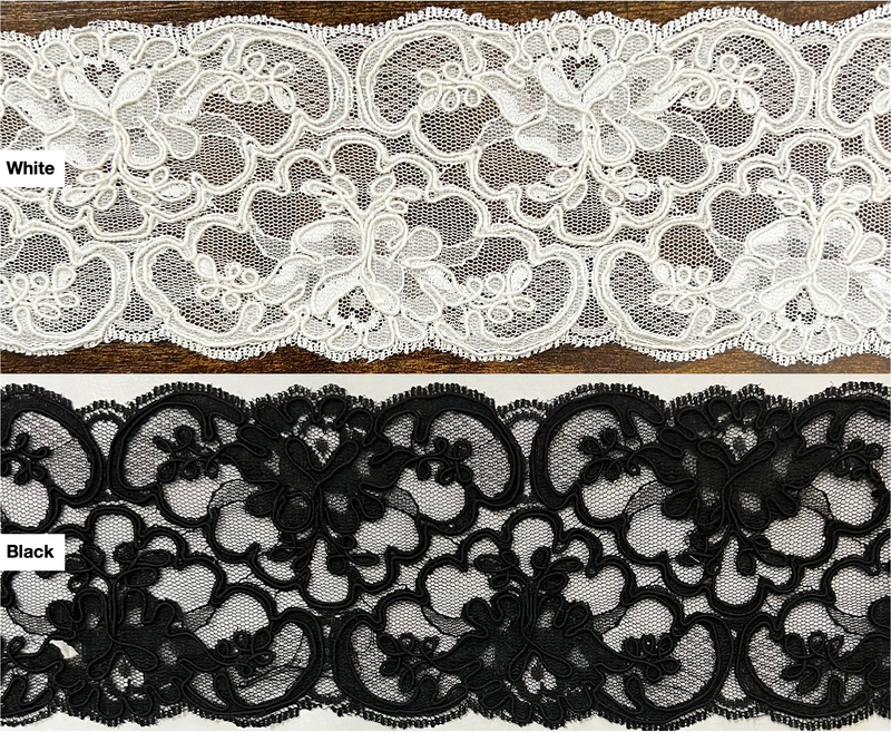 3" Corded Bridal Embroidered Lace Trimming - 1 Yards!