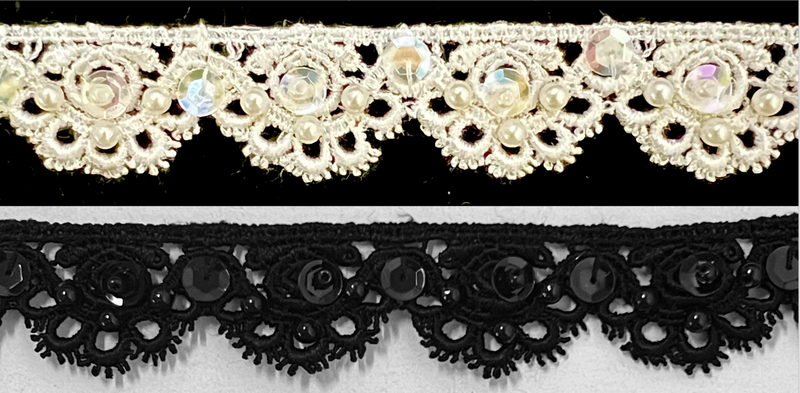 1" Beaded & Sequins Venice Venise Lace Trim - 5 Continuous Yards!