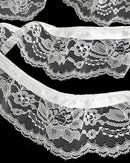 3" Ruffled Gathered Lace w/ Satin Ribbon Trimming - 8 Total Yards!