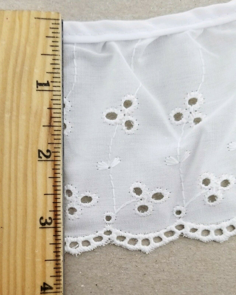 3-5/8" Ruffled Gathered Embroidery Eyelet Trimming - 6 Total Yards!