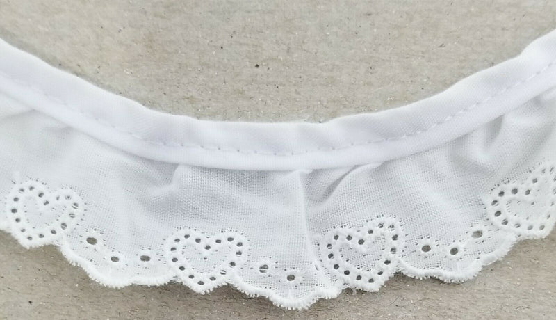 1-1/8" Ruffled Gathered Hearts Embroidery Eyelet Trimming - 8 Continuous Yards!