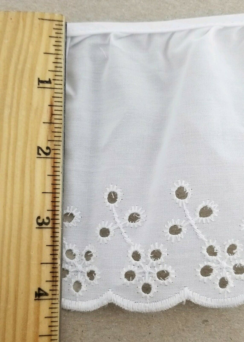 4" Ruffled Gathered Embroidery Eyelet Trimming - 5 Yards!