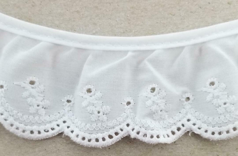 1-3/4" Ruffled Gathered Embroidery Eyelet Trimming - 9 Yards!
