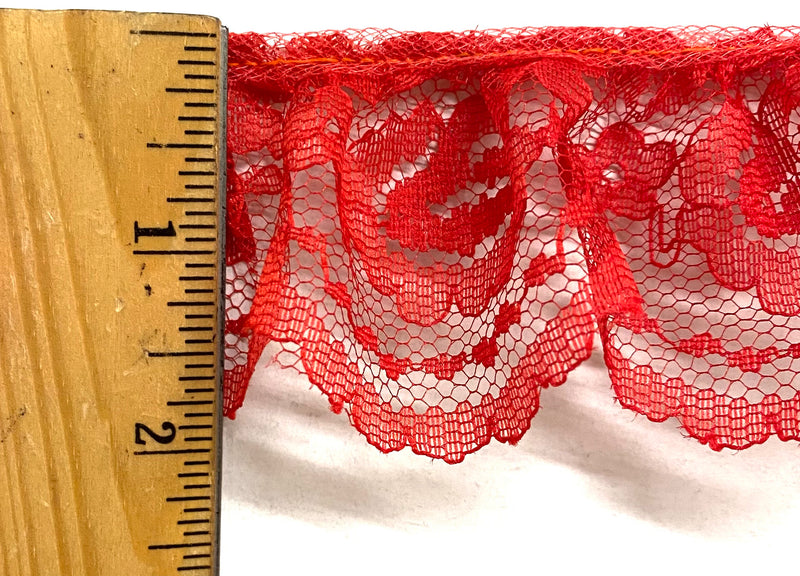 2" FLAT or RUFFLED Gathered Lace Trimming - 6 Continuous Yards!