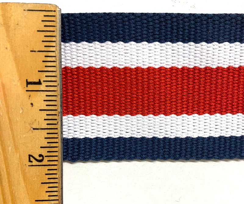 2" Striped Polyester Cotton Webbing - 5 Continuous Yards! Many Colors!