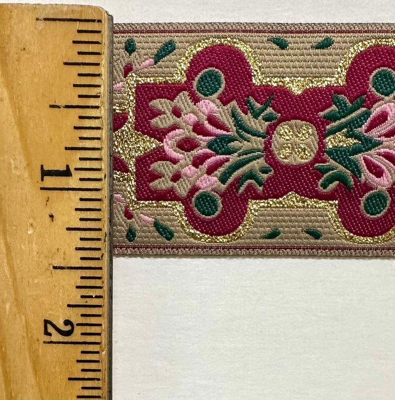 1-1/2" Jacquard Woven Metallic Ribbon Trim - 9 Yards!
