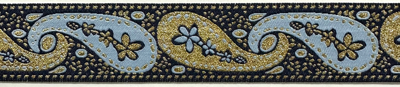 1" Jacquard Woven Paisley Metallic Ribbon Trim - 9 Yards!