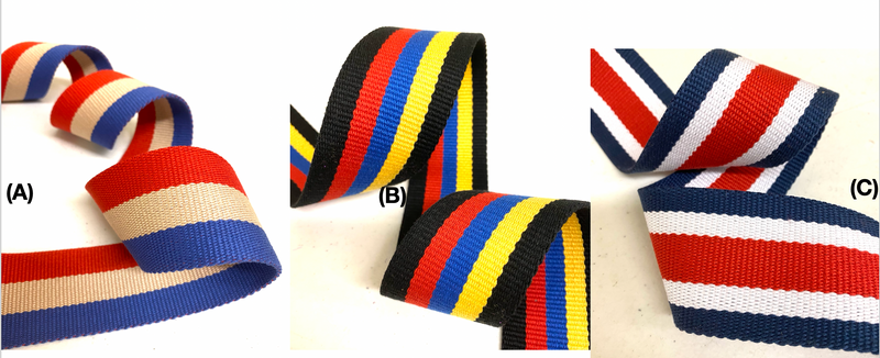 2" Striped Polyester Cotton Webbing - 5 Continuous Yards! Many Colors!