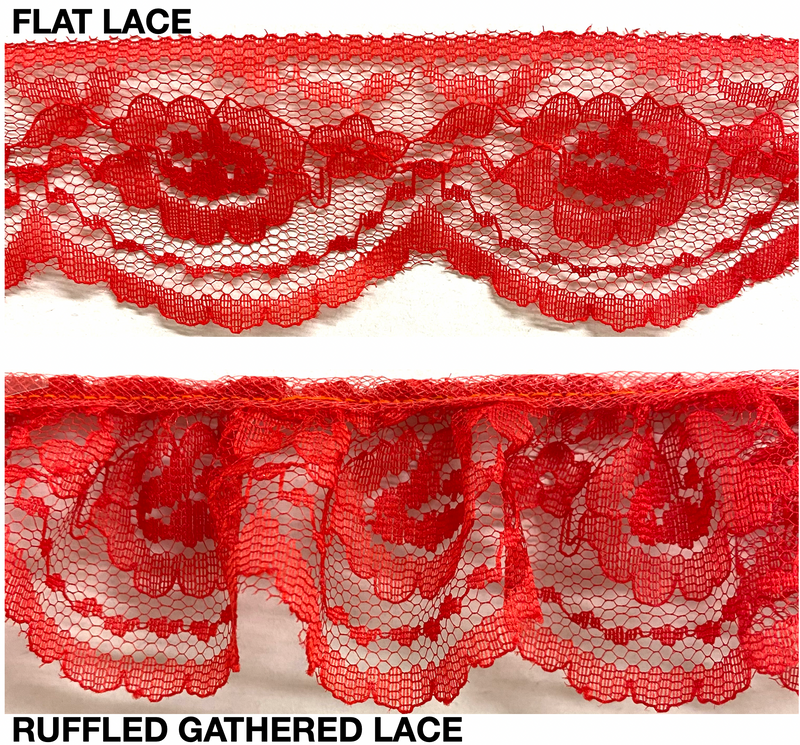 2" FLAT or RUFFLED Gathered Lace Trimming - 6 Continuous Yards!