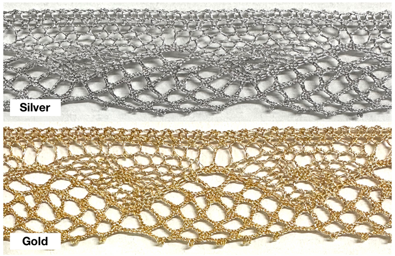 gold metalllic white flat lace