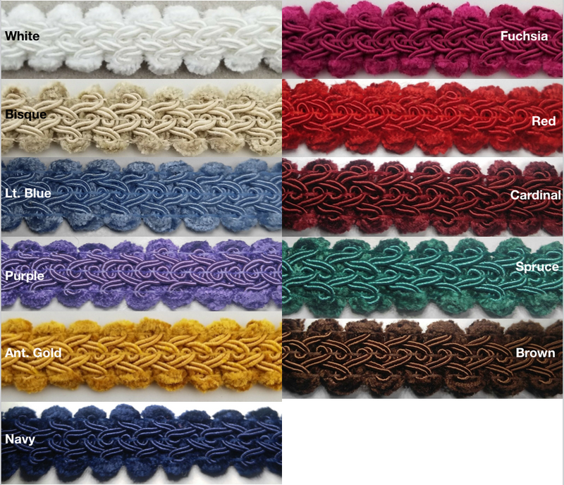 1/2" CHENILLE GIMP BRAID - 18 YARDS - MANY COLORS AVAILABLE!