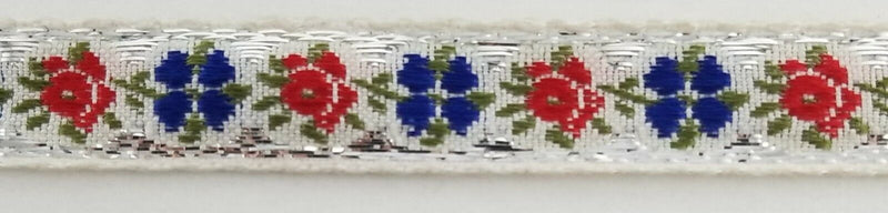 1/2" Jacquard Woven Floral Ribbon Trim with Metallic - 15 Continuous Yards