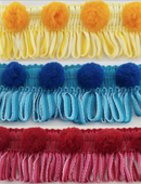 Pom Pom Trim w/ Fringe Trimming - 9 Total Yards - Many Colors Available!