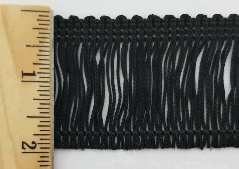 Black Metallic Gold 2-3/4 Fringe Trim Rayon Mylar Blend 