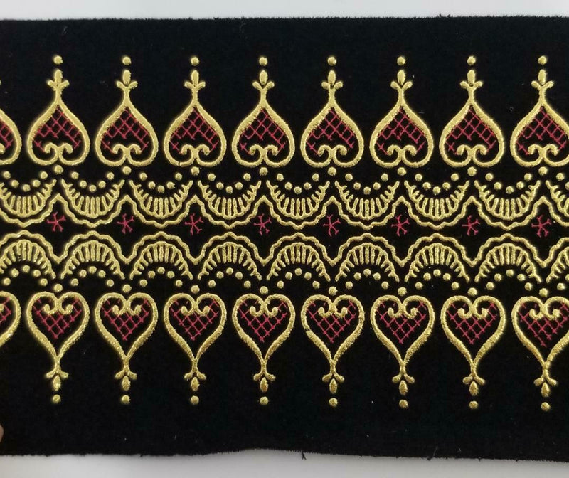 3.5" Faux Suede with Metallic Jacquard Trim - 8 Continuous Yards