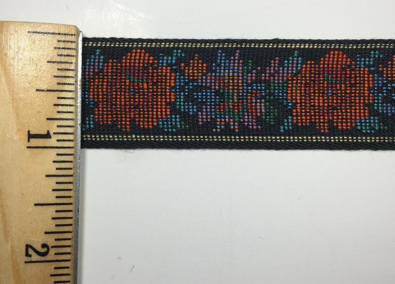 1" Woven Tapestry Floral Elegant Webbing Trim -12 Continuous Yards- MANY COLORS!
