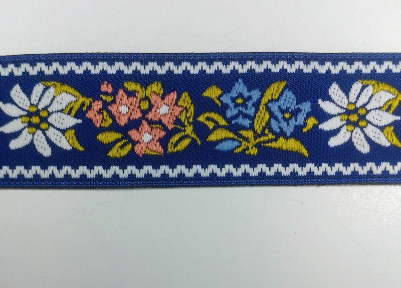 1" Jacquard Woven Floral Ribbon Trim - 10 Yards - Many Colors!