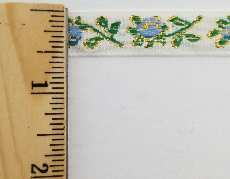 1/2" Jacquard Woven Floral Ribbon Trim with Metallic - 15 Continuous Yards