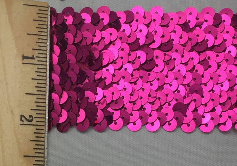 6 ROW (2-1/8") STRETCH SEQUIN TRIM - 6 Continuous Yards - Many Colors Available
