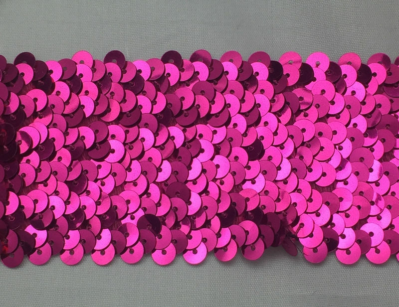 6 ROW (2-1/8") STRETCH SEQUIN TRIM - 6 Continuous Yards - Many Colors Available