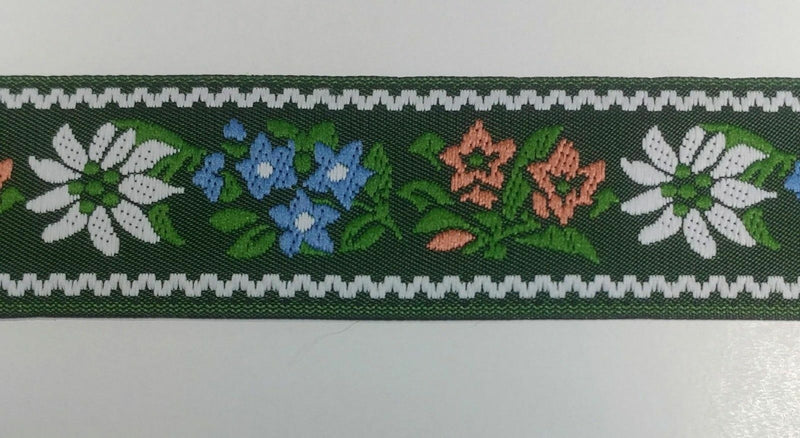 1" Jacquard Woven Floral Ribbon Trim - 10 Yards - Many Colors!