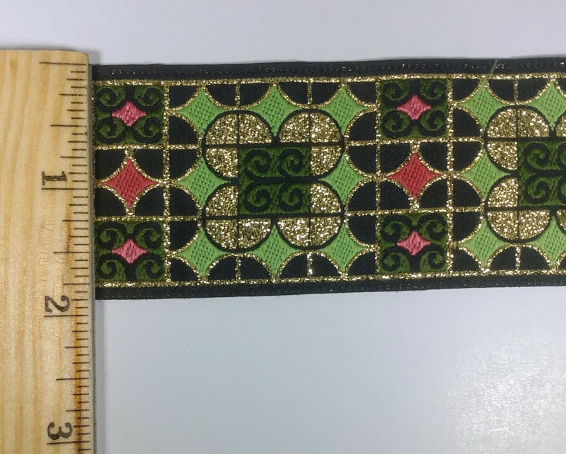 15 Continuous Yards - Jacquard Woven Ribbon Trim - 1 7/8" Wide - MANY COLORS!