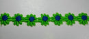 1/2" Venice Lace Daisy Trim Col. Lime / Blue - Put up: 30 Continuous Yards