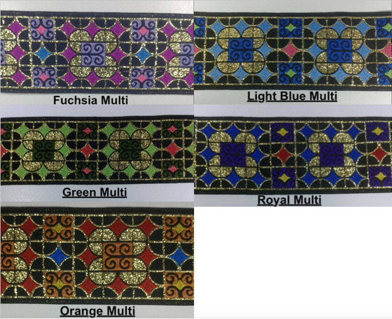 15 Continuous Yards - Jacquard Woven Ribbon Trim - 1 7/8" Wide - MANY COLORS!