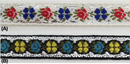 1/2" Jacquard Woven Floral Ribbon Trim with Metallic - 15 Continuous Yards