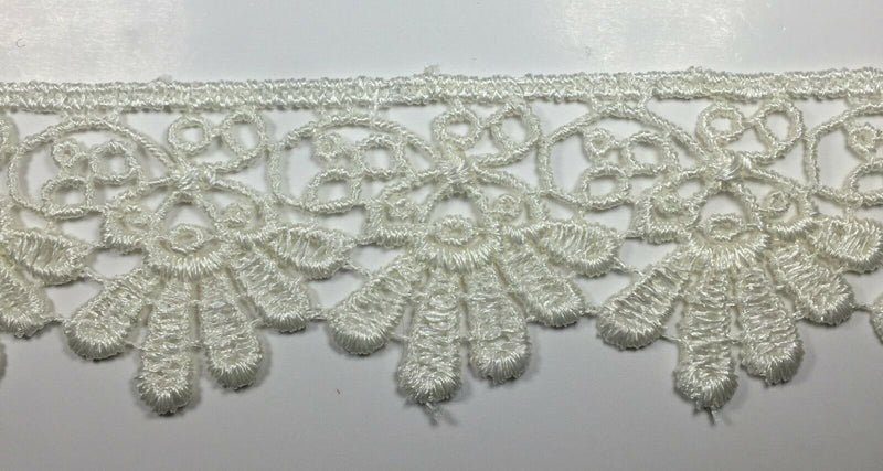 1-1/4" Floral Venise Lace Trim - 18 Continuous Yards - Color: Off White