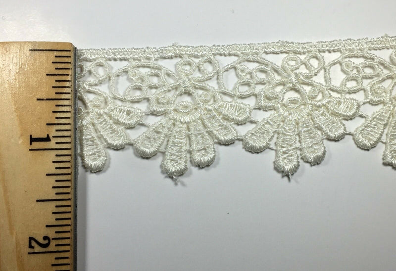 1-1/4" Floral Venise Lace Trim - 18 Continuous Yards - Color: Off White