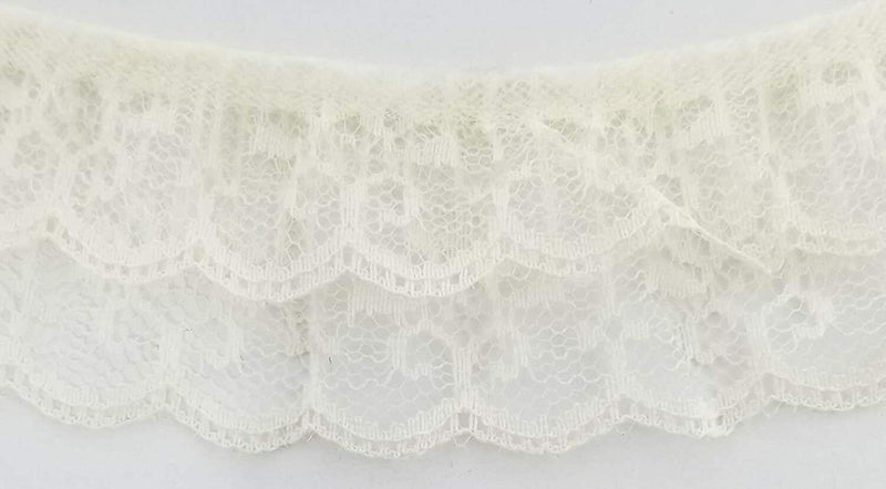 2" Ruffled Gathered Lace Two Tier Trimming - 9 Total Yards - Color Options!