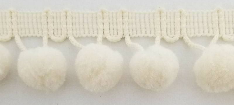 Fluffy White Pom-Pom Ribbon- 10 Yards