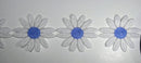 1 7/8" Venice Lace Daisy Trim Col. White / Light Blue - 10 Continuous Yards