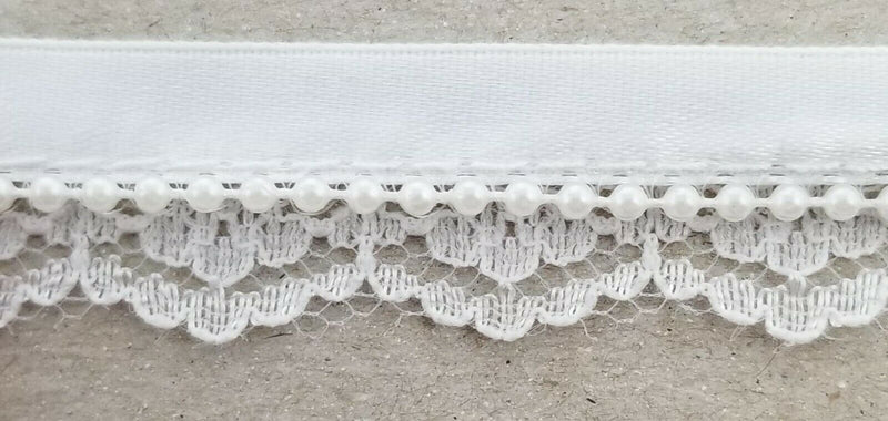 1-3/4" Pearl Piping Trim with Lace - 10 Yards