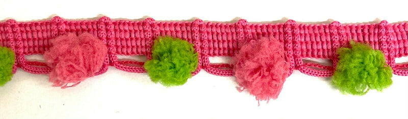 Multi Colored Pom Pom Poly Ball Fringe - 12 Continuous Yards!