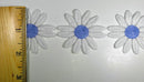 1 7/8" Venice Lace Daisy Trim Col. White / Light Blue - 10 Continuous Yards