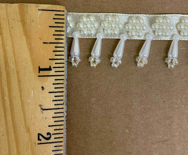 1" BEADED PEARL FRINGE SEWING TRIM - 10 YARDS!