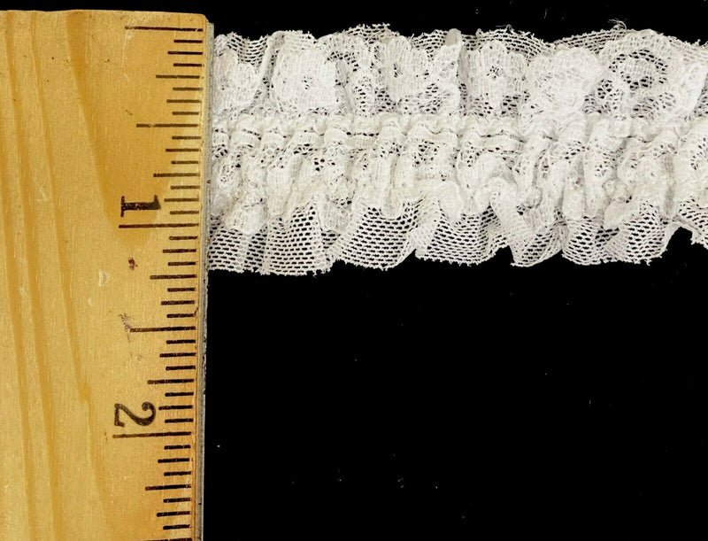 1-3/8" Stretch Ruffled Gathered Lace Trimming - 8 Yards!