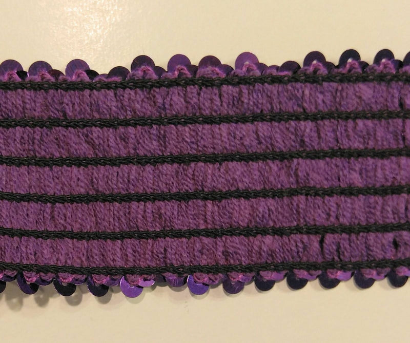 6 ROW (2-1/8") STRETCH SEQUIN TRIM - 6 Continuous Yards - Many Colors Available
